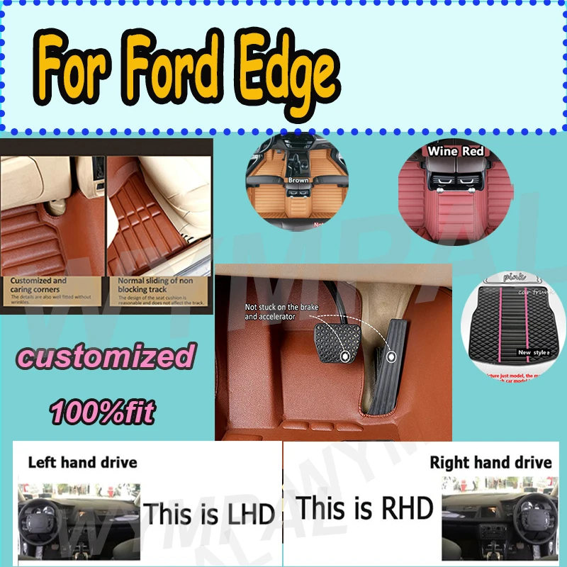 

LUXURY Car floor mats for Ford Edge 2009 2010 2011 2012 2013 Custom auto foot Pads automobile carpet cover interior accessories