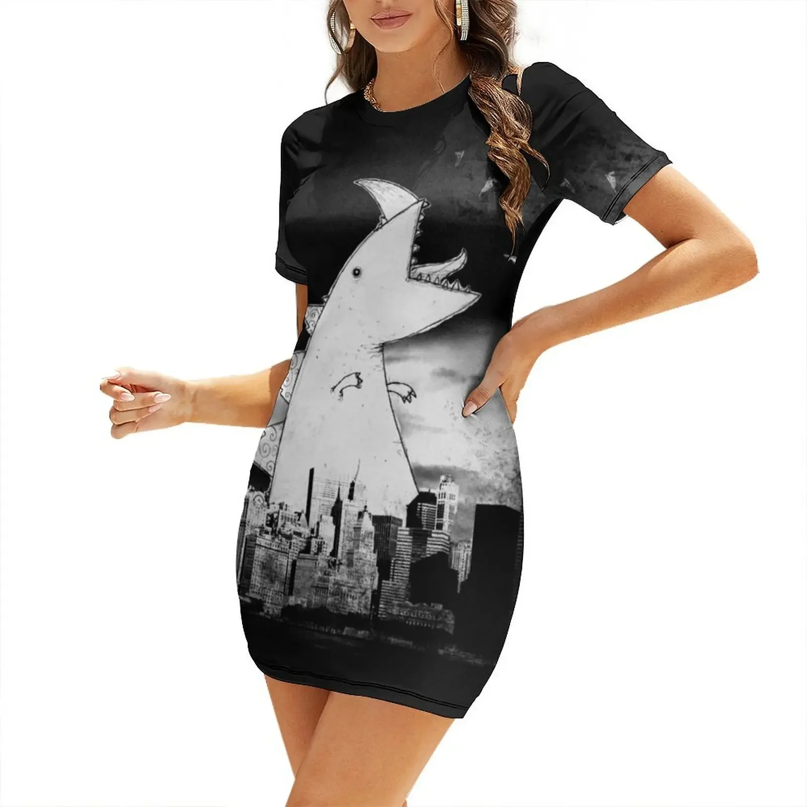 

Attack! Short-Sleeved Dress womens dress Dress for pregnant women Elegant gown summer dresses womens 2025