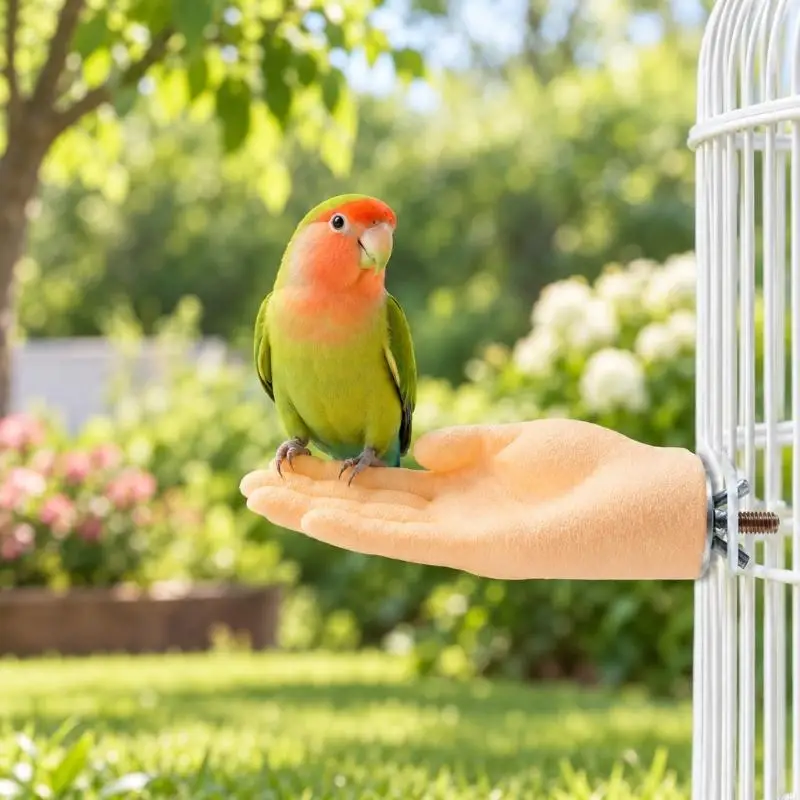 Hand-Form Bird Training Stand with Adult Hand-Like Proportions, Cage-Mounted Practice Area for Patient Familiarization and KXRE