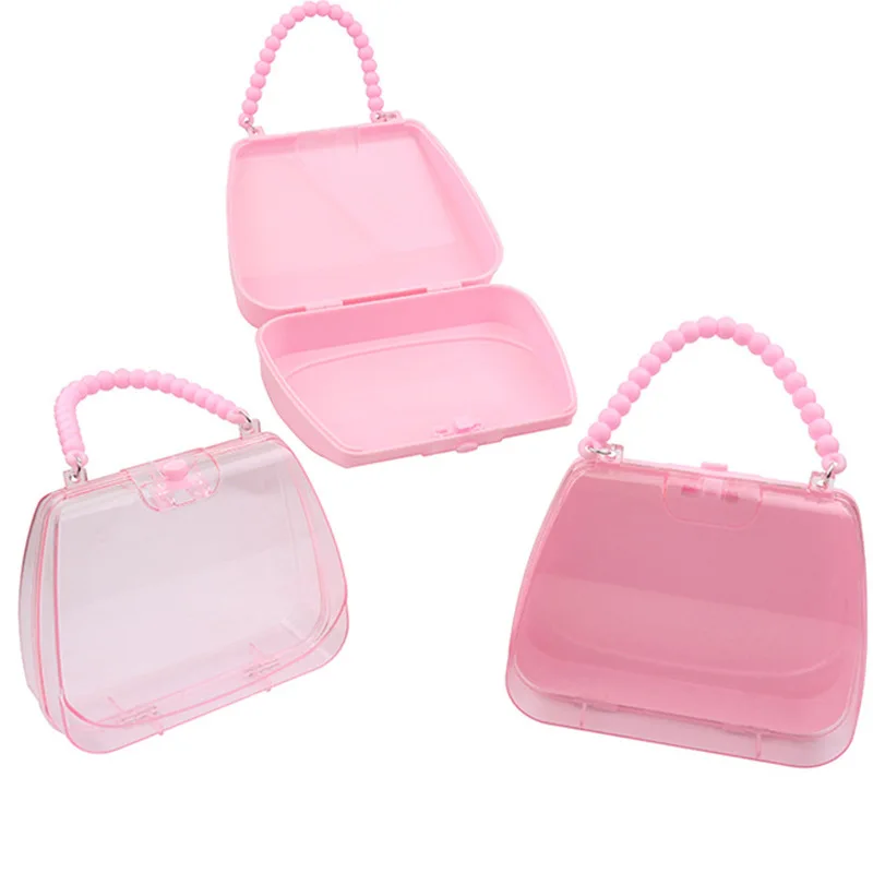 Best Cream glue material cute transparent jewelry bag diy small handbag hair accessories box jewelry storage box