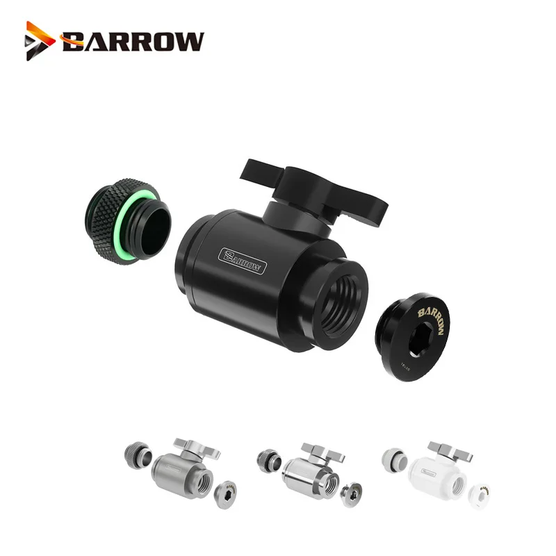 Barrow Water Valve Silver Aluminum Handle G1/4 Brass With Sealing Up Water Fittings Mini Connector Drop Shipping