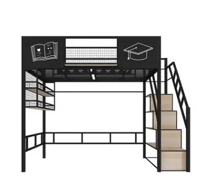 Wrought iron raised bed Multifunctional loft bed Iron framed bed