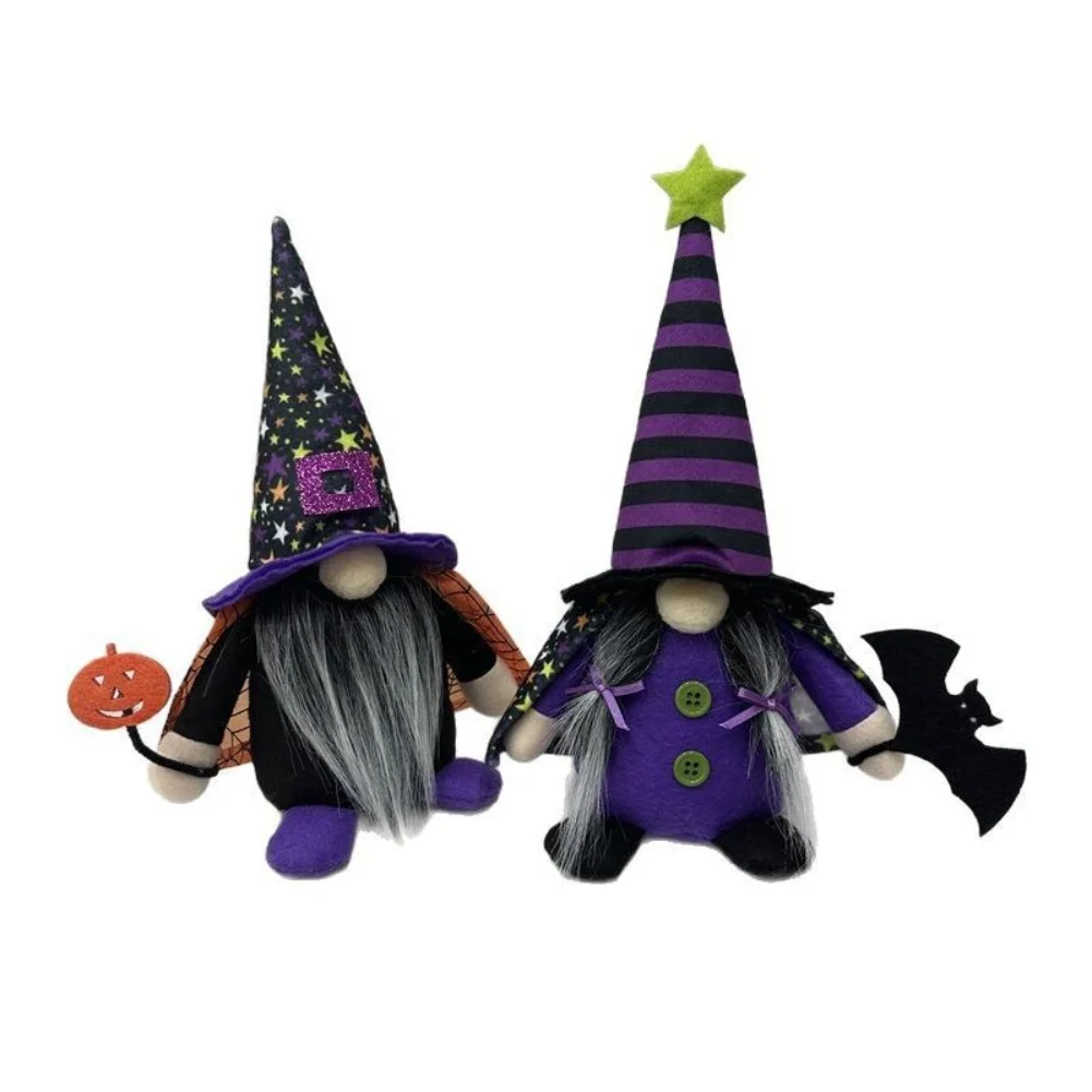 

Набор из 2 декоративных гномов на Хэллоуин с шляпами ведьм, элементами тыквы и звезд для сезонного оформления