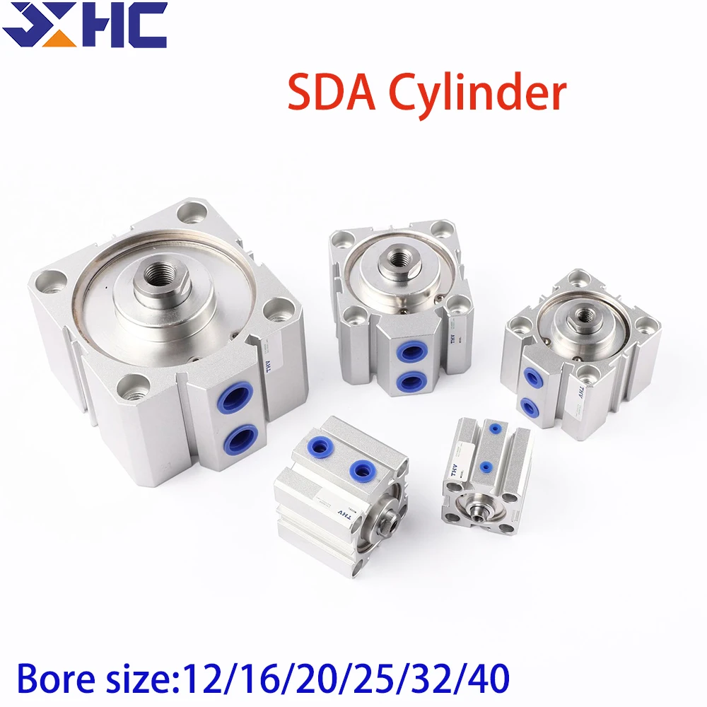 

Air Cylinder SDA series Pneumatic Compact airtac type 16 20 25 32 40 50 63mm Bore to 5 10 15 20 25 30 35 40 45 50mm Stroke