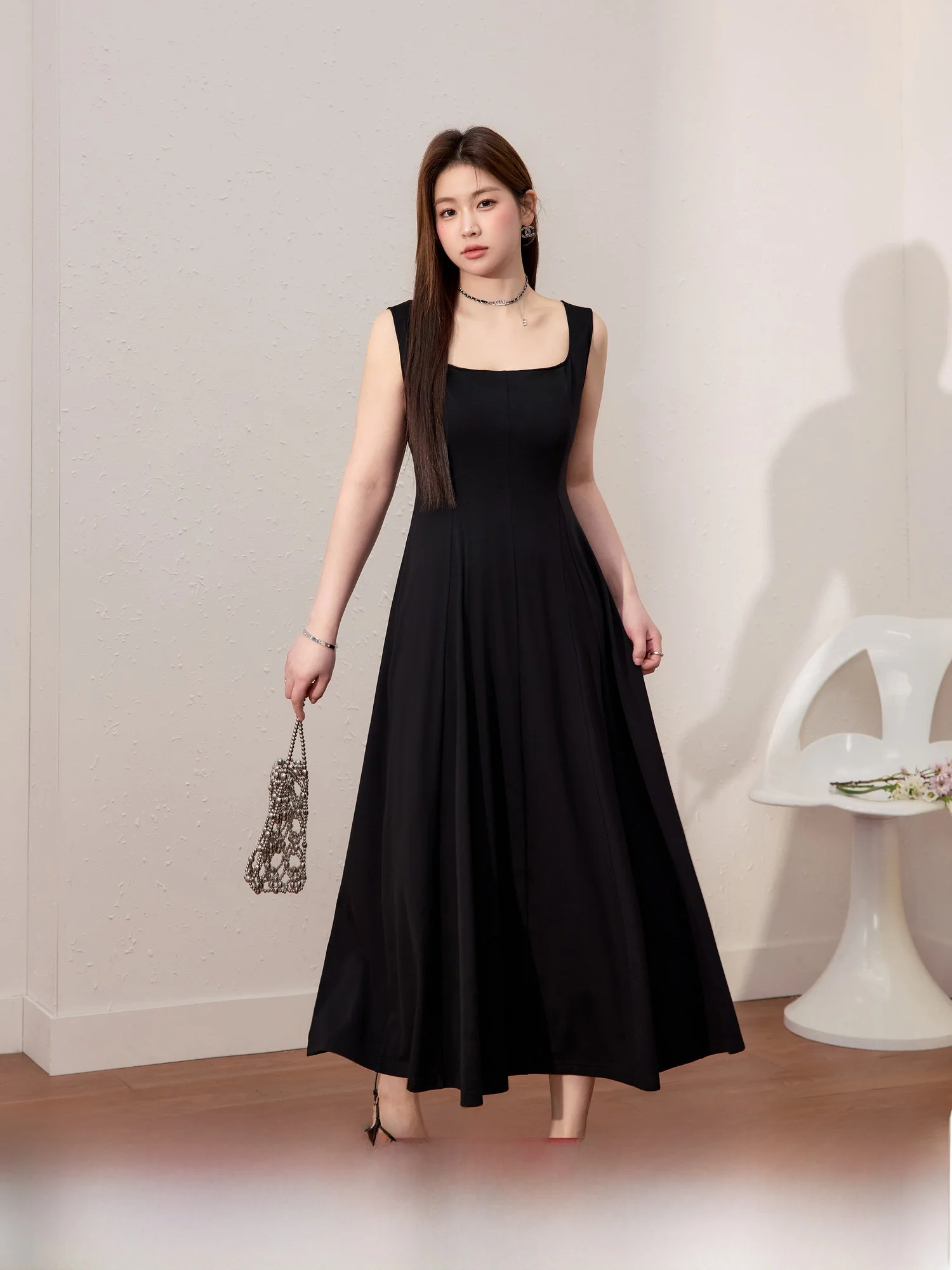 

Blue Language plus Size Women's Simple Bla Vest Dr Slimming Waist Cinched Summer New Sle for Plump Women Long A-Line S...