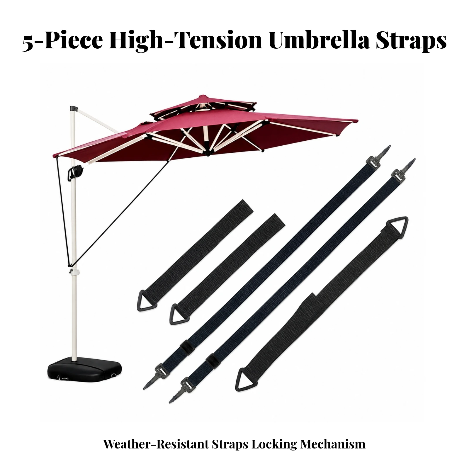 5 Pieces Umbrella Fixing Strap Stable Umbrella Wind Stabilizer Strap Foldable Long-Lasting for Garden, Balcony