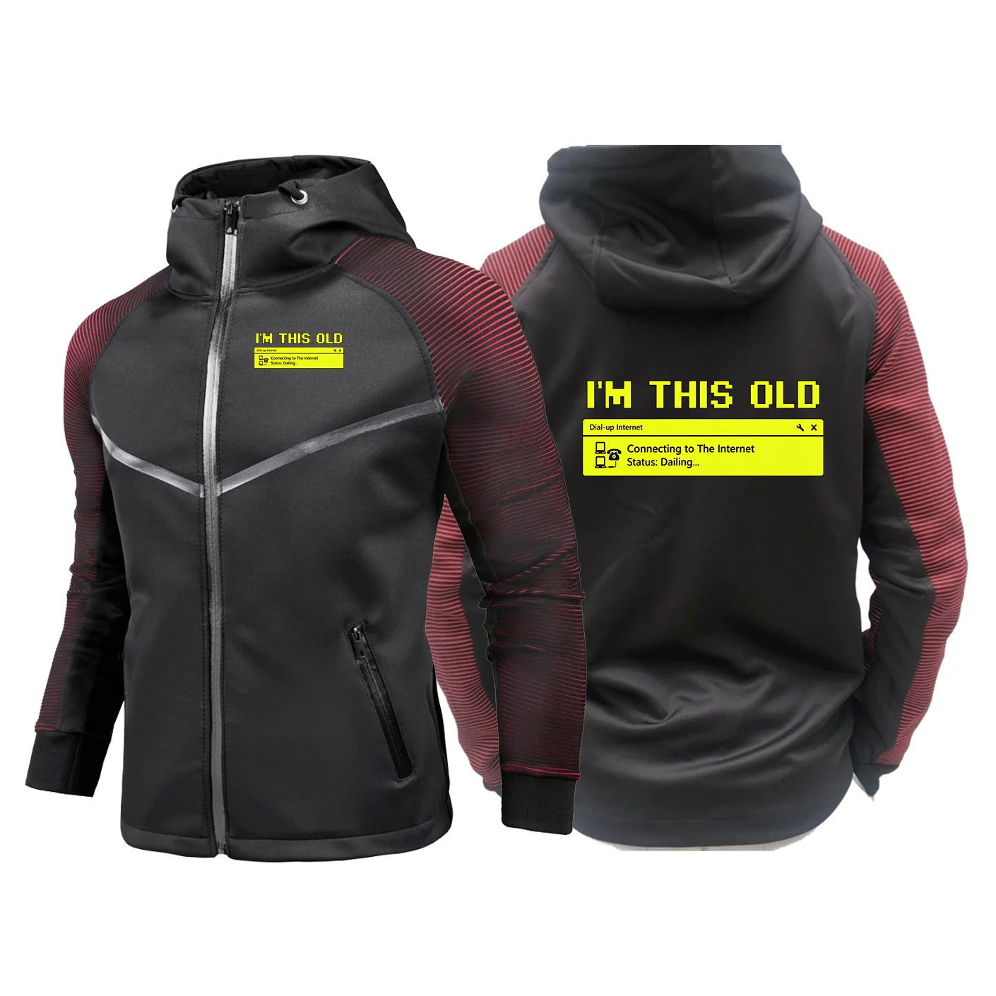 Computer 90s Programmer PC Nerd Geek  Men's Hooded Cardigan Trench Coat Streetwear Windbreaker Leisure Fashion Jacket Hoodie