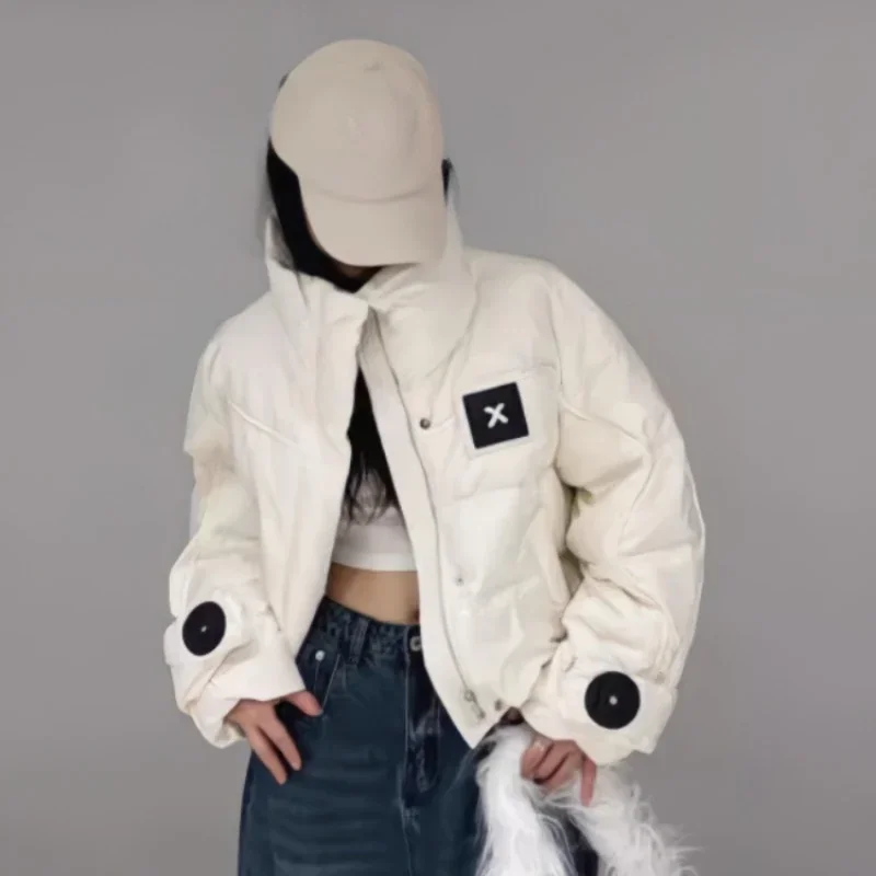 2024 novas jaquetas para baixo colisão casaco de inverno feminino coreano moda emenda puffer jaquetas grosso solto quente parka casacos para baixo