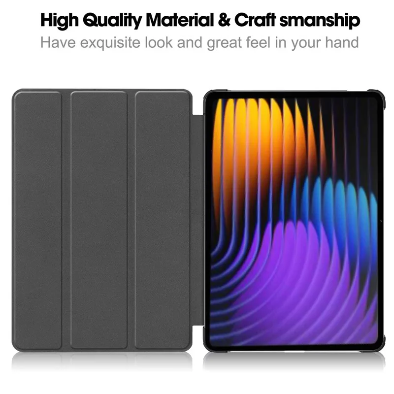 Dreifach Faltbare Hülle für Xiaomi Pad 8 Pro 11,2 Zoll mit Auto-Wach- und Schlaf-Funktion Stoßfeste Lederabdeckung – Detail 6