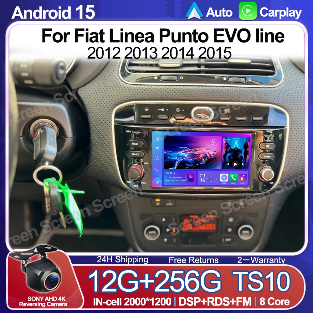 Android 15 Autoradio For Fiat Linea Punto EVO line 2012 2013 2014 2015 GPS WIFI Carplay Auto 2 Din Radio Stereo Multimedia WIFI