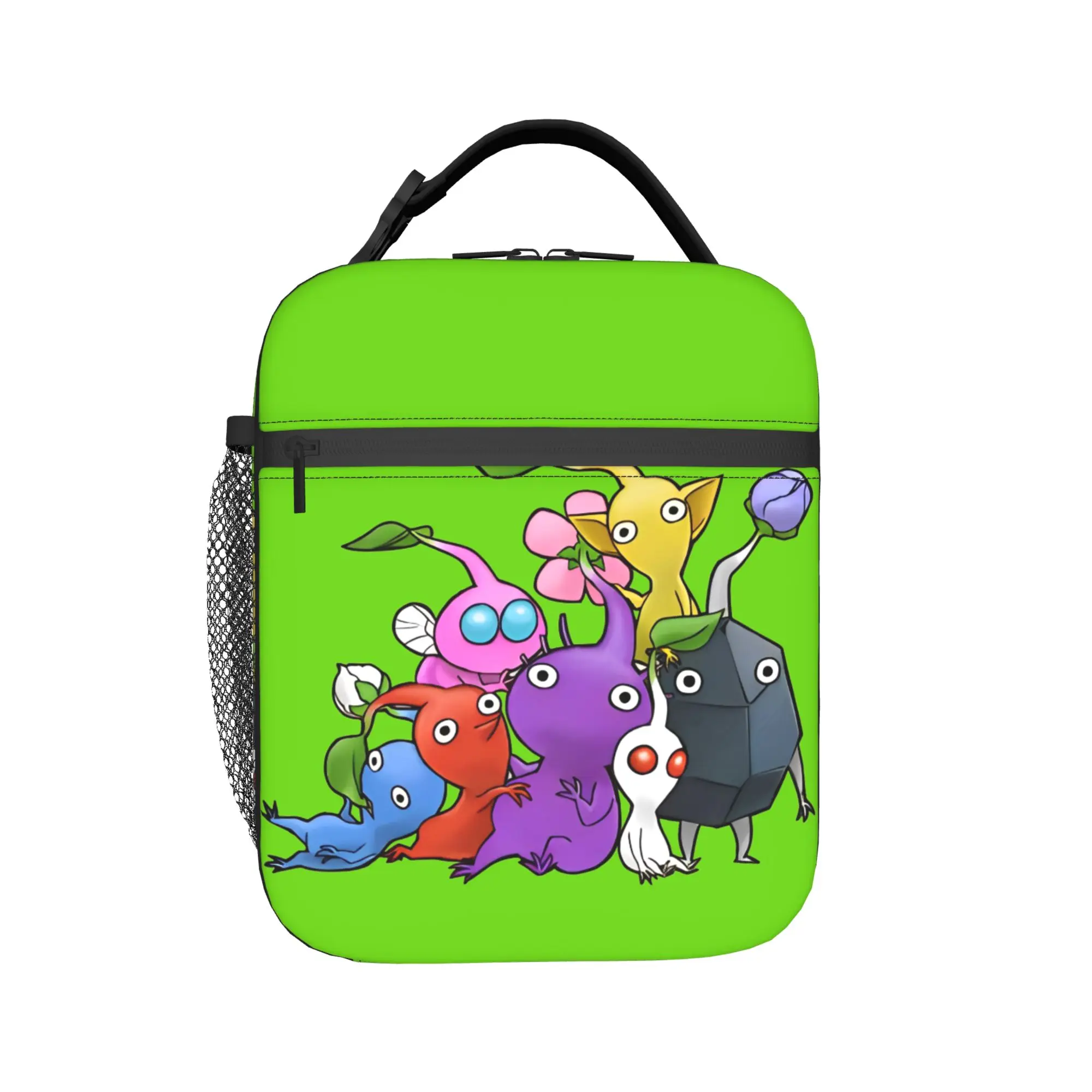 Pikmins Game Art Insulated Lunch Bags Thermal Bag Reusable,Meal Container Video Game Cartoon Kids Large Lunch Box Tote