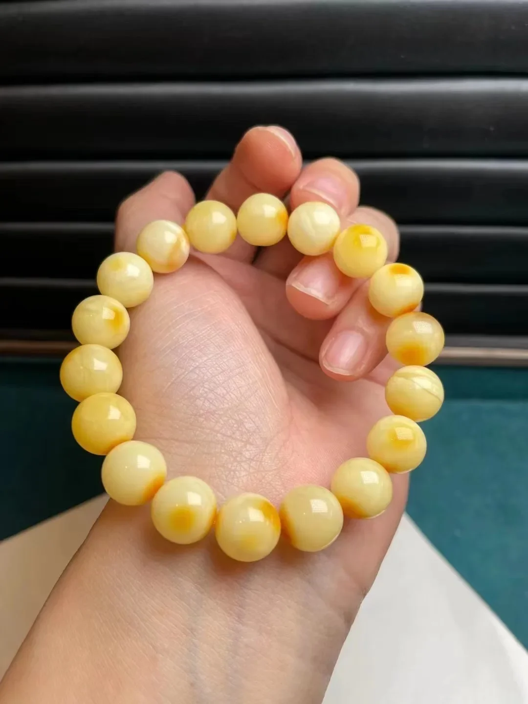 

New arrival natural stone yellow beeswax amber 12.4g bracelet smooth round beads loose fine jewelry making diy bracelets gift