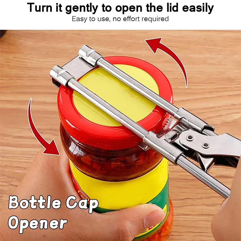 

Adjustable Multi-Function Bottle Opener for Kitchen Tools Stainless Steel Lids Off Jar Opener Labor-Saving Screw Can Opener