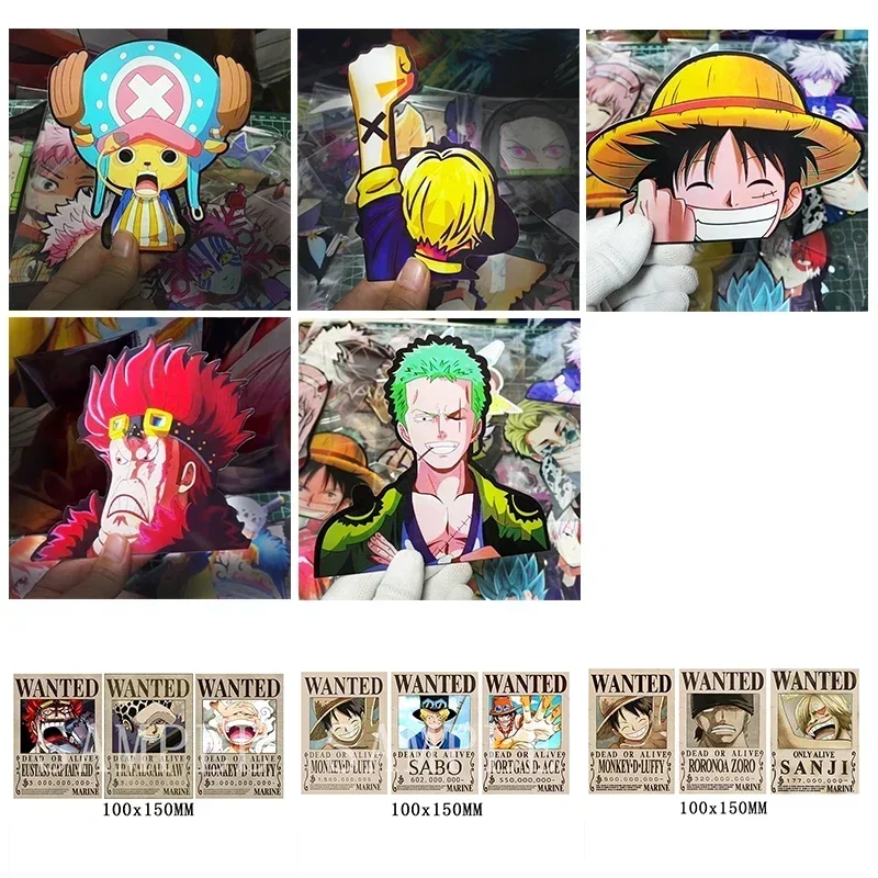 ONE PIECE 3D Lenticular Stickers Luffy Nami Zooro Theme Decorative for Car Cars, Refrigerators, Skateboards, Etc.kid's Gifts