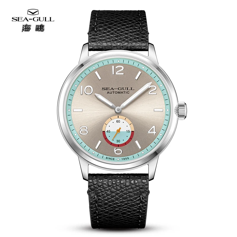Seagull Oasis Series Mechanical Watch for Men Small‑Second Dial Watch 40mm Luminous Leather Strap Watch Casual Dress Watch 6161