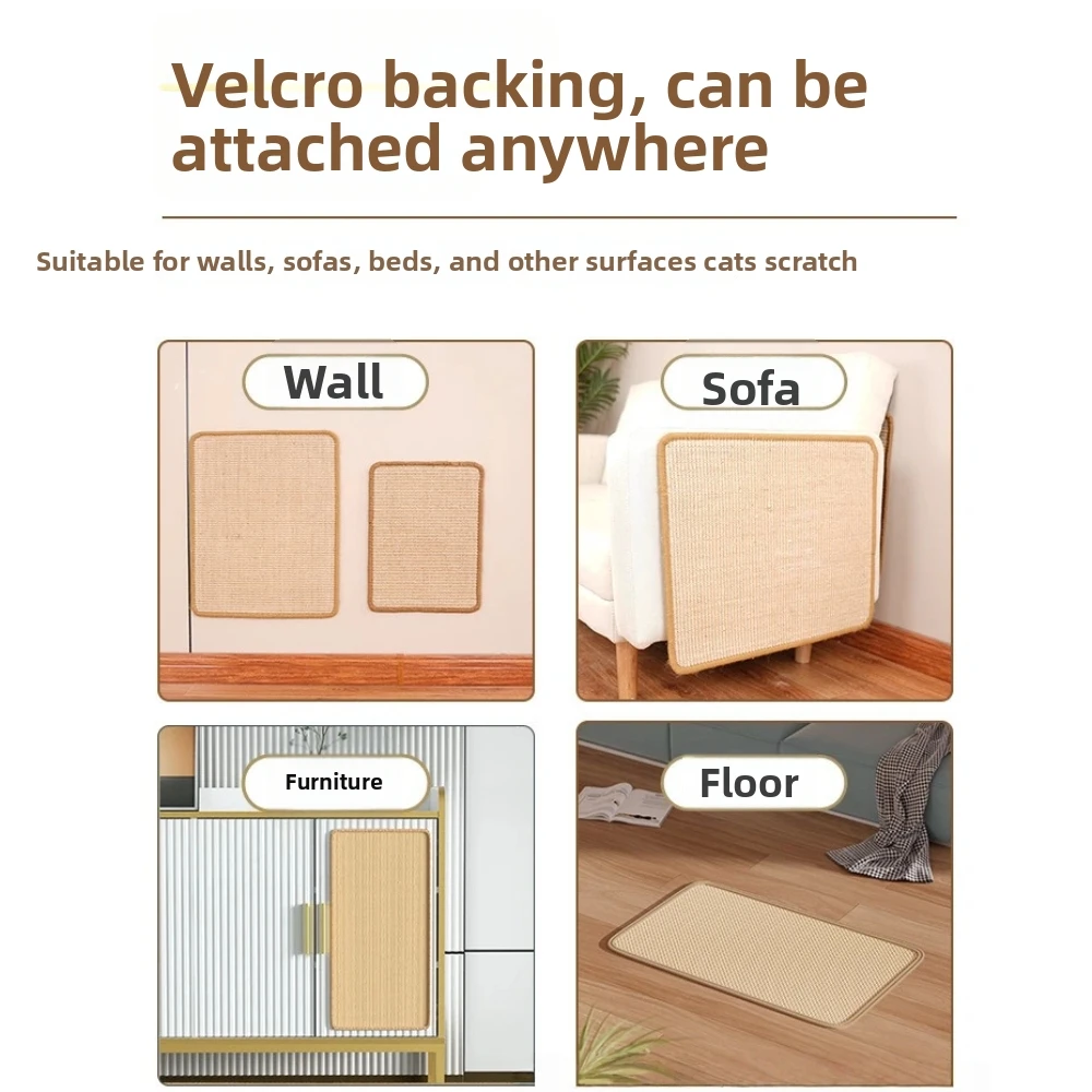 New Sisal Cat Scratching Board Wall Mount Wear-resistant Pet Grinding Pad with Ball Multi-size Furniture Protector Pet Supplies - view 5