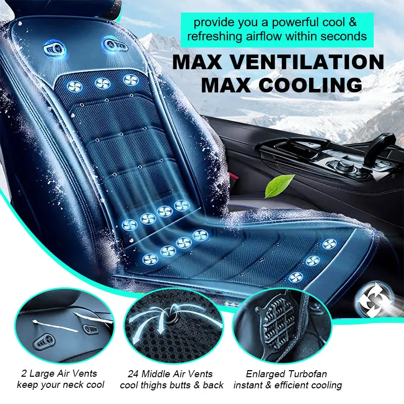 

12 В/24 В циркуляционная вентиляционная охлаждающая подушка для автомобильного сиденья, летняя охлаждающая подушка сиденья, подходит для внедорожников и грузовиков, охлаждающее сиденье