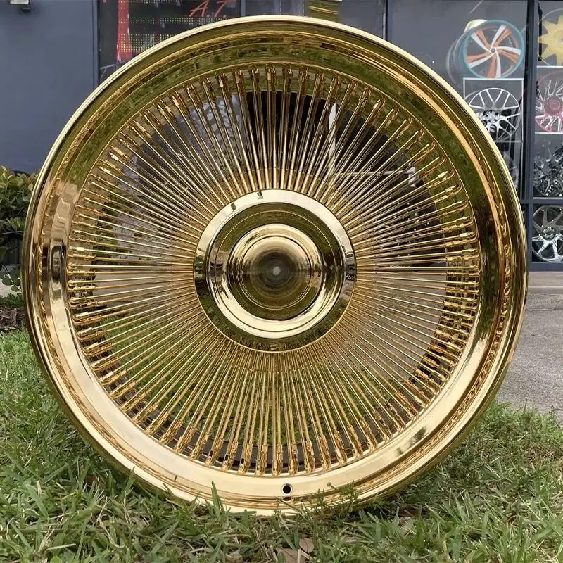 For Golden Steel Wire Wheel 15 16 18 20 22 Inches 5x114.3 5x120 5x127 6x135 Forged Wheel Multi Spoke Wheel Design