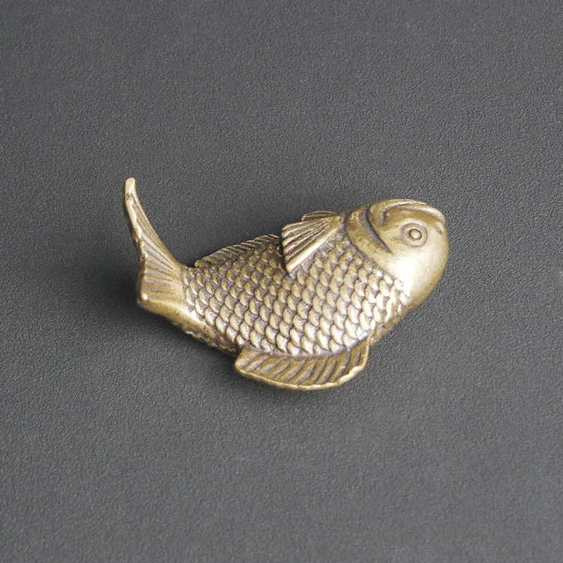 Brass koi pen holder tabletop ornament koi pen holder study paperweight annual surplus stationery tea pet decoration