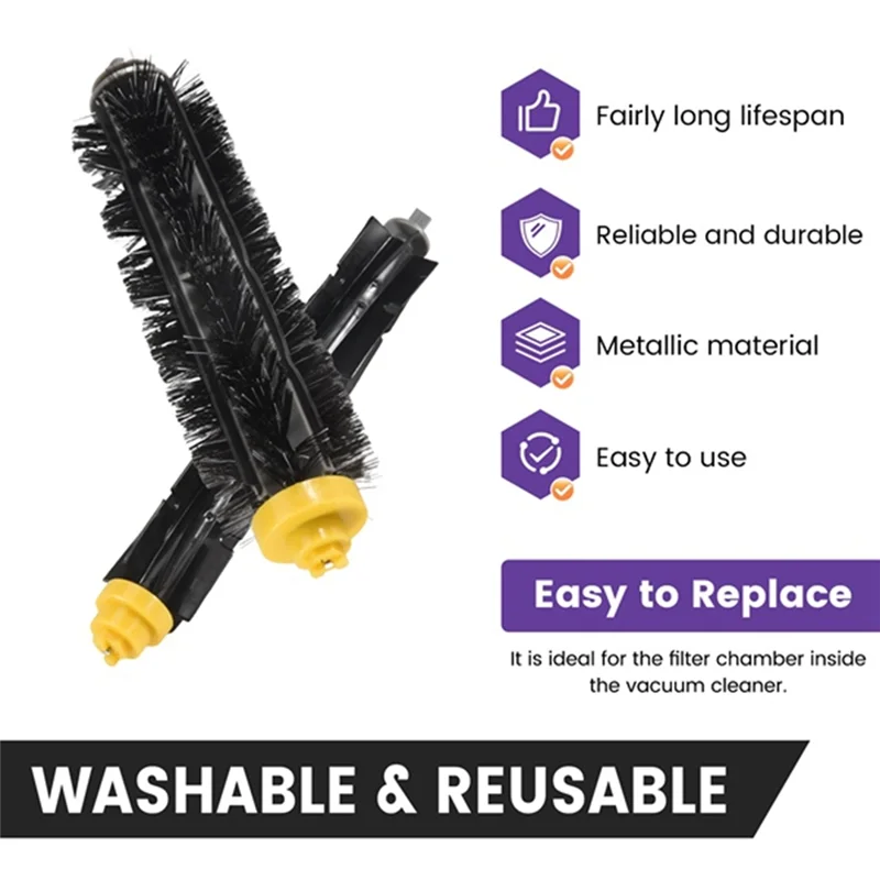 

B06B-For Irobot Roomba 700 Series 760 770 780 Accessories Kit Bristle & Flexible Beater Brush Side Brush HEPA Filter