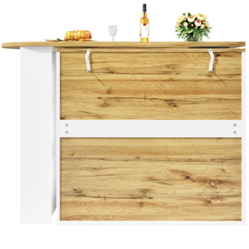 360 °   draaibare bartafel, koffiebarmeubel, draaibare eettafel met opbergruimte, keukeneiland, twee deuren met planken