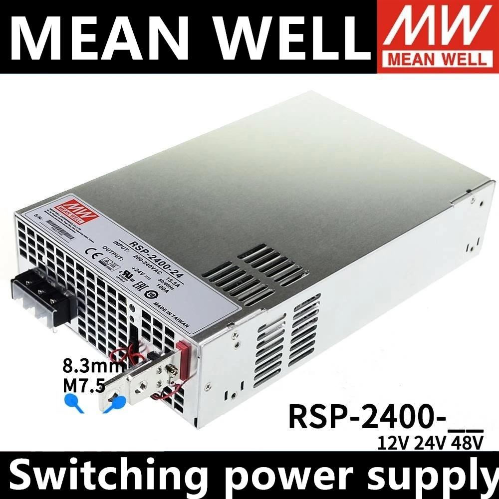 Taiwan MEAN WELL RSP-2400-12 RSP-2400-24 RSP-2400-48 2400W PFC AC DC Power supply single output Switching Power Supply