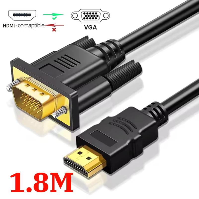 1080P HDTV Male to VGA Male Converter HDMII-Compatible Input To VGA Output Cable for Switch TV Box for PS4 PS5 Xbox PC Laptop