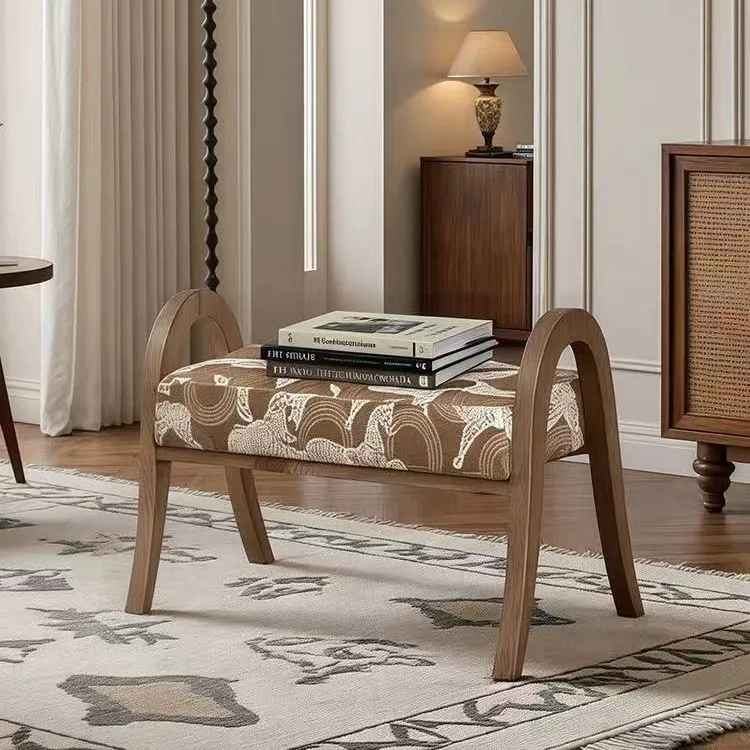 Living room home embroidery shoe changing stool leisure door footstool