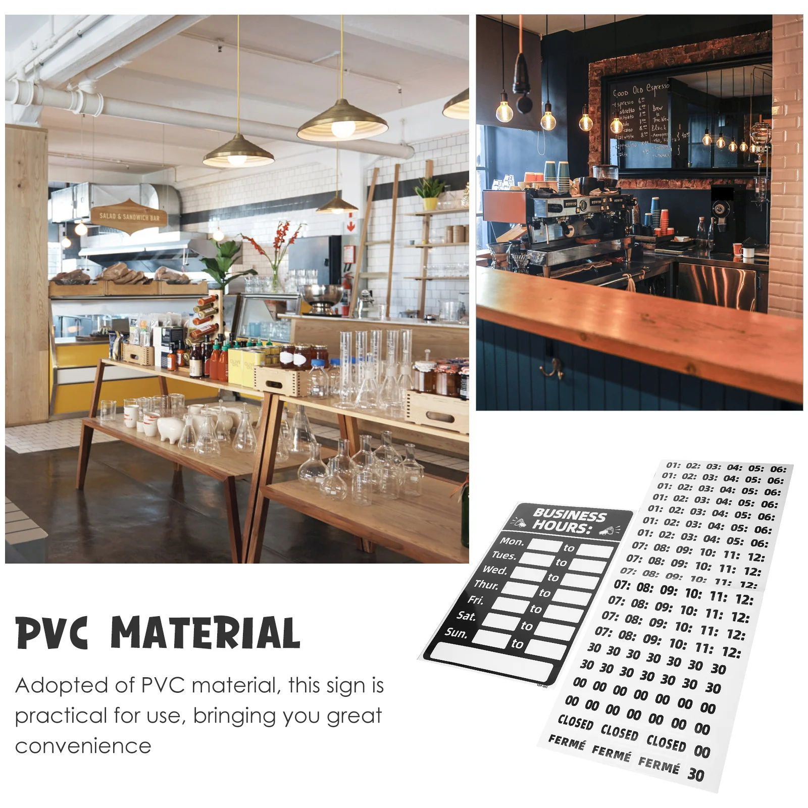 

1Set Business Hours Sign PVC Business Operation Sign for Shop Cafe Restaurant Nail Salon Store Opening Hours Sticker