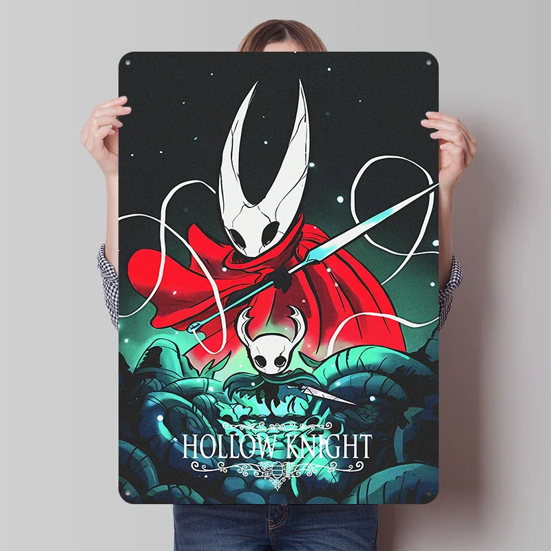 Hollow Knight Game Printed Poster Customized Wall Art Retro Vintage Metal Tin Signs for Gamer Decoration Home Decor Accessories