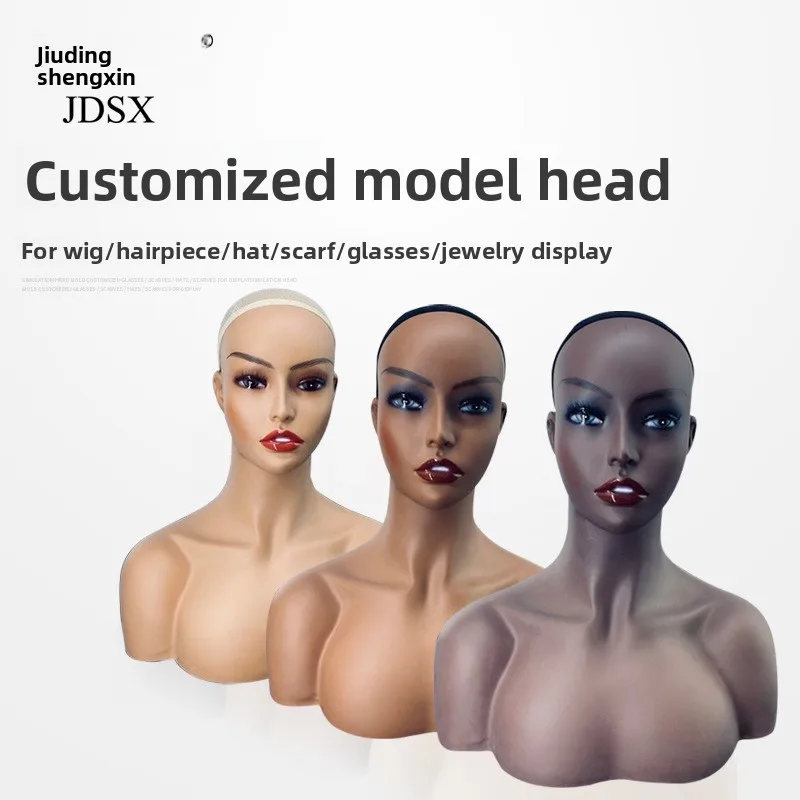 

Tall, Double-shouldered Mannequin Head Wig, Hat, and Accessories Female Mannequin Head European and American Style PVC