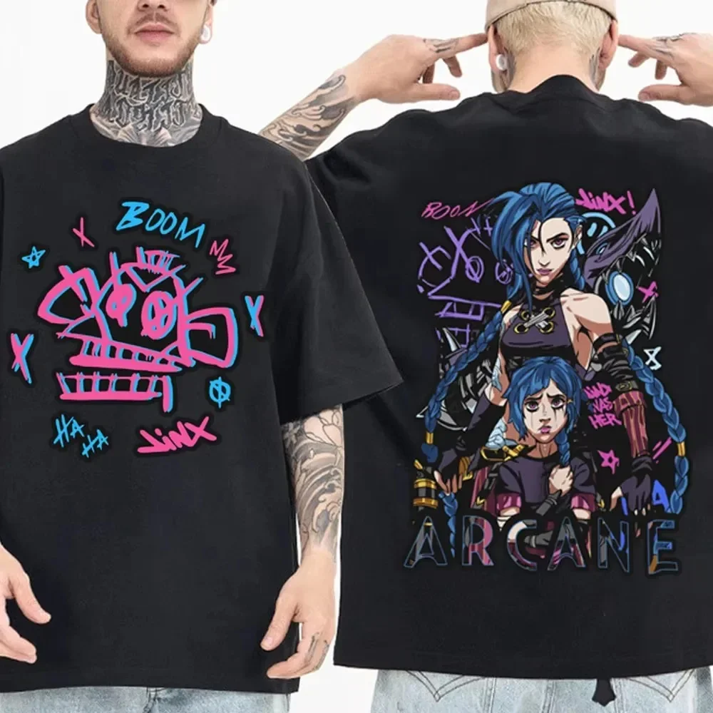 Jinx Arcane Pure Cotton EU size t shirt manga Japanese harajuku men Tee streetwear comic unisex clothes