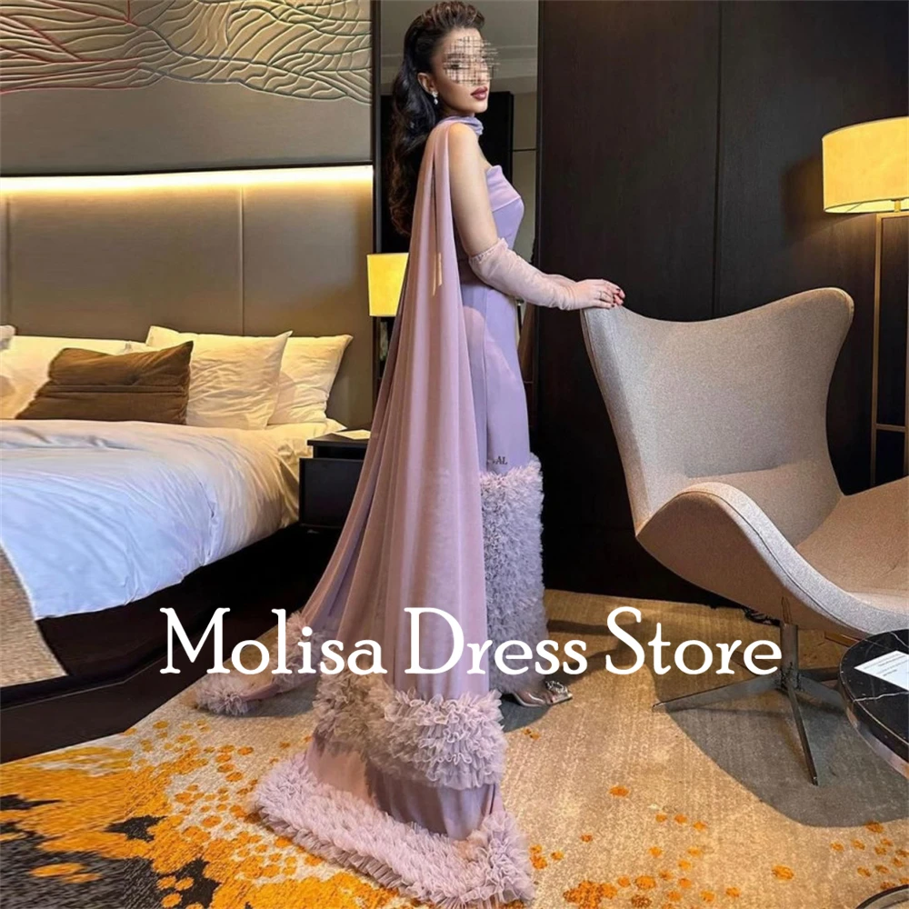 Fashion Strapless Tulle Mermiad Tiered Satin Formal Occasion Prom Dresses Floor Length Women Evening Party Dress  فساتين السهرة