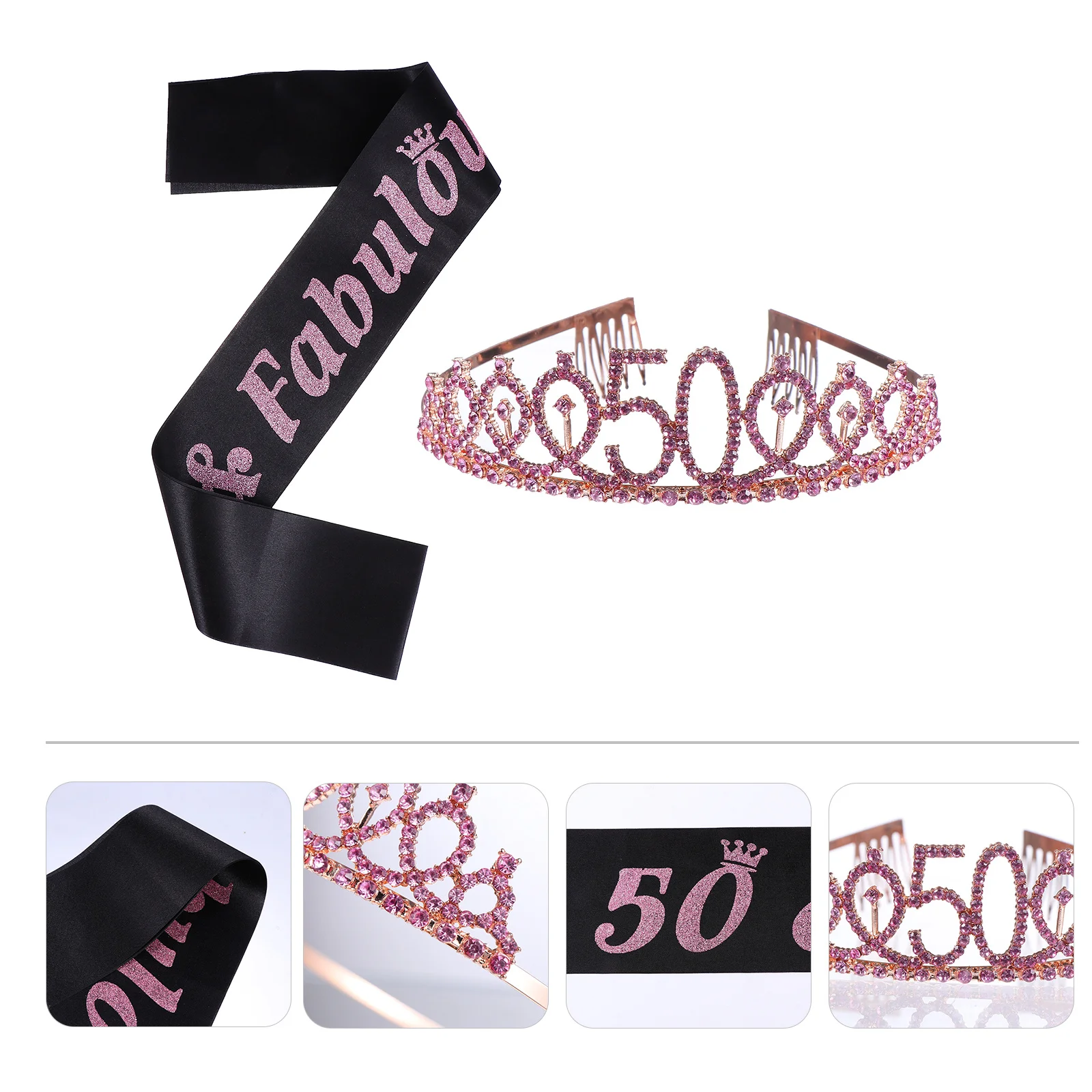 

2Pcs Crown Shoulder Strap High-Grade Fabric Birthday Party Accessories 50 Years Old Costume Props Decorative Party Dressing