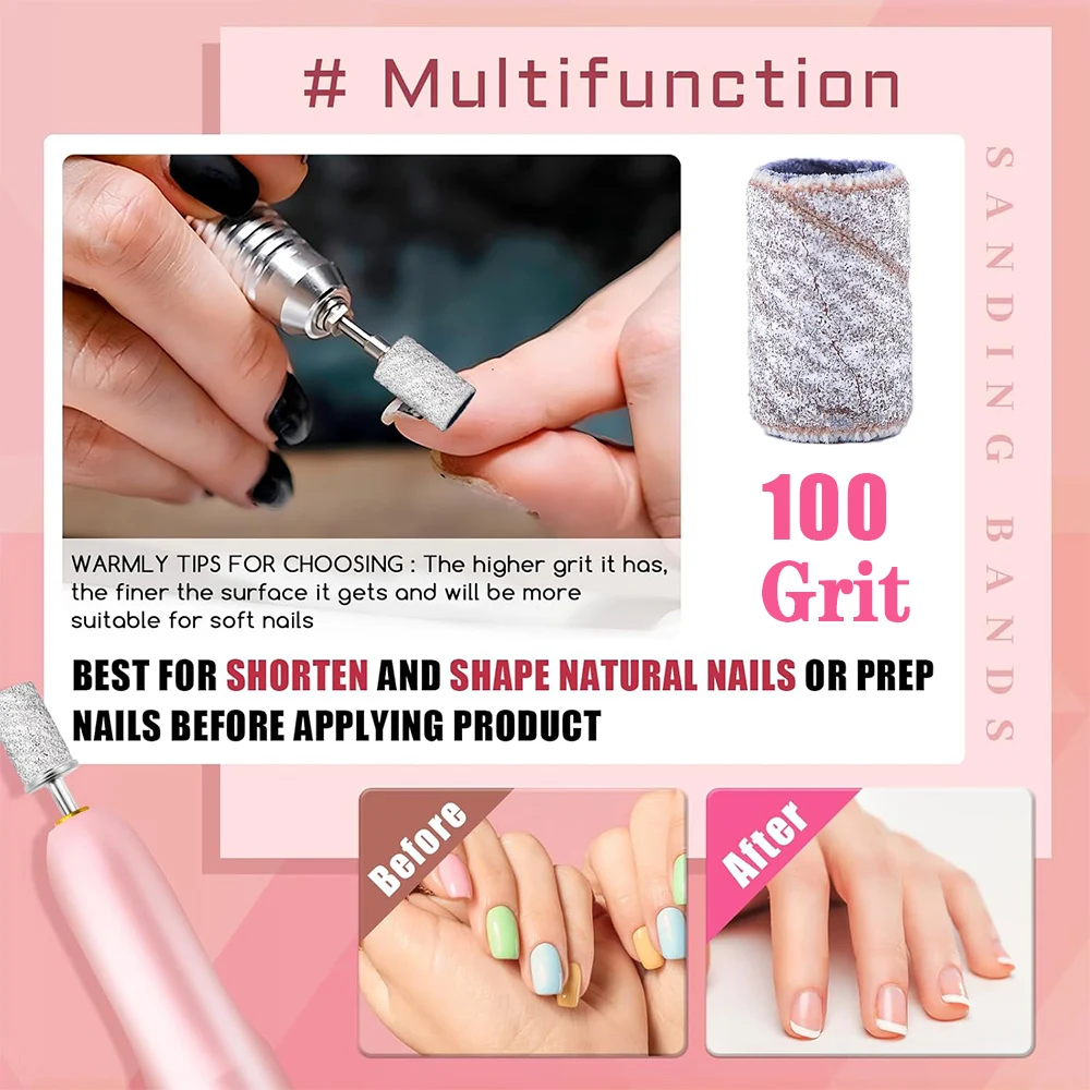 7 Day Delivery Wholesale 6.3mm Sanding Bands for Nail Drill Manicure Nails Polishing Tool-100 Grit