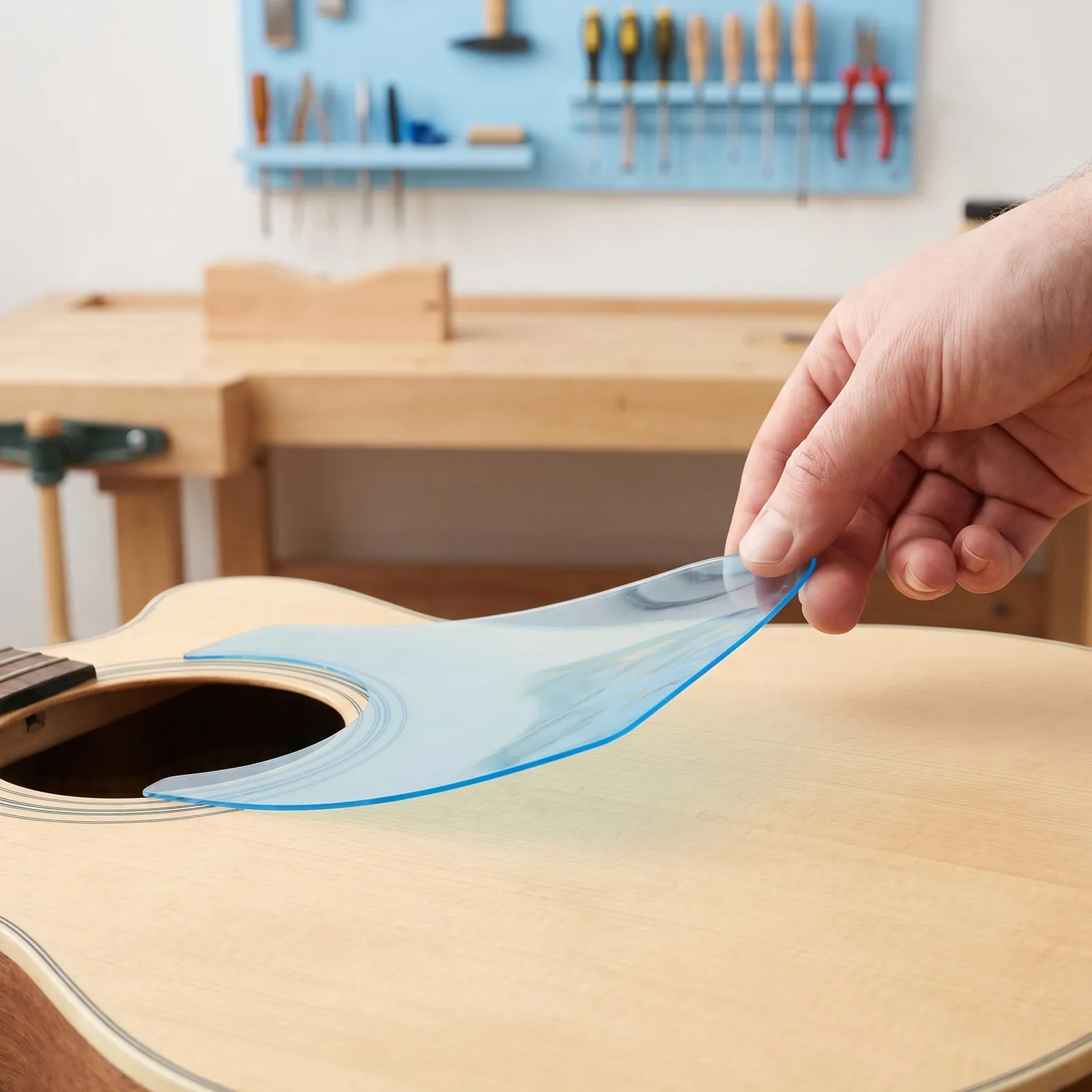 Clear Pickguard Film for 39-Inch Classical Acoustic Guitar Static Cling Adhesive-Free Anti-Scratch Transparent Guitar Protector