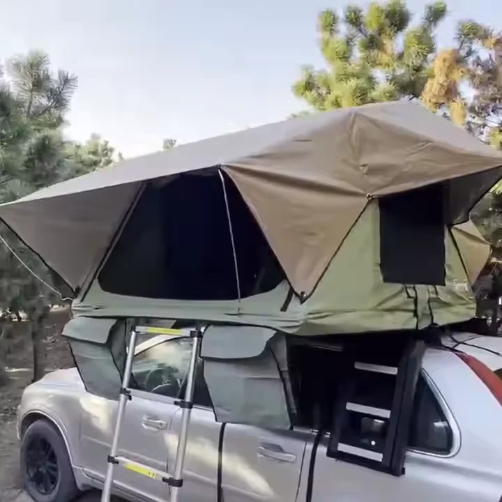 Modern Lightweight Hard Shell Roof Top Tent Factory Price Oxford Fabric Aluminum Camping Car Rooftop Tent With Annex