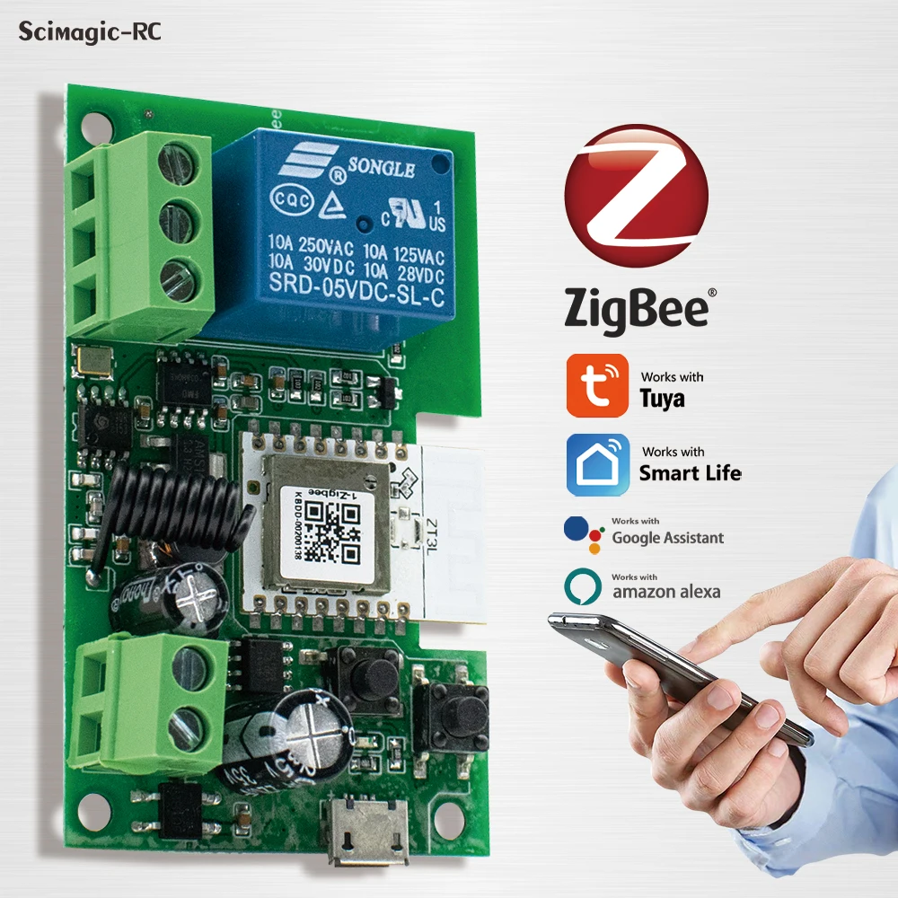 

Tuya Smart Wifi Switch 1CH Реле Zigbee Switch Module RF 433 МГц Устройство открывания гаражных ворот Smart Life APP Voice для Alexa Google