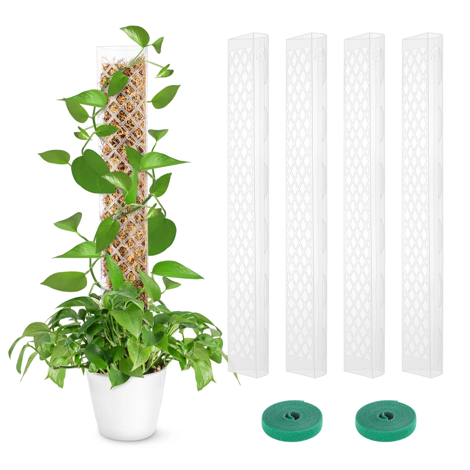 24 Inch Plastic Moss Pole for Plants Monstera, Stackable Plant Support for Indoor Climbing Plants, Clear Plant