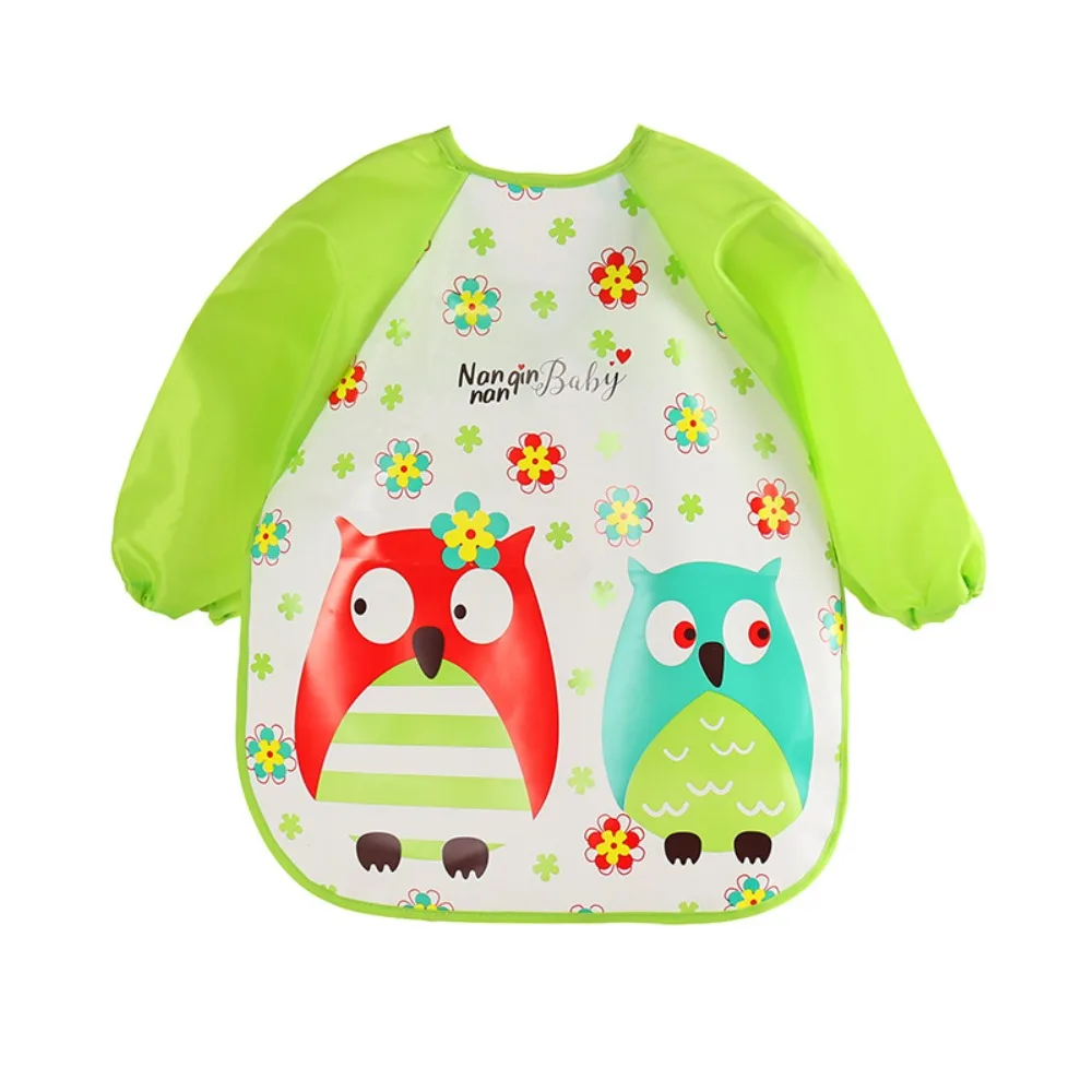 

Waterproof 0-3 Years Anti-dirty Bib PEVA Cartoon Pattern Long Sleeve Strap Coat Washable Dirt Proof Feeding Burp Cloths Eating