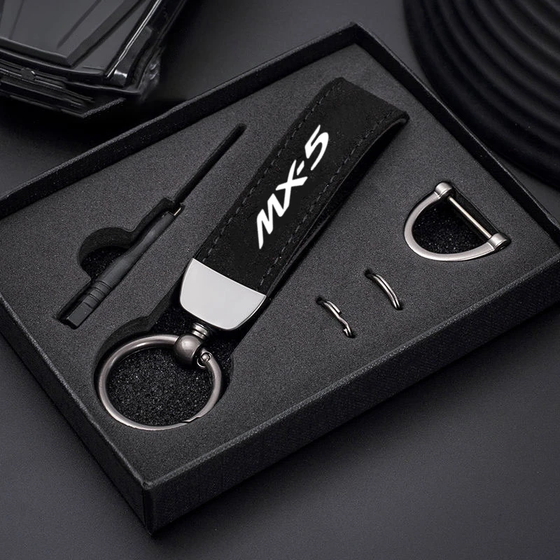 Suede Kaychain Car Key Ring Holder Pendent High-end Gifts For Mazda MX-5 Miata NA NB NC ND 1990-2019 2020 2021 2022 2023