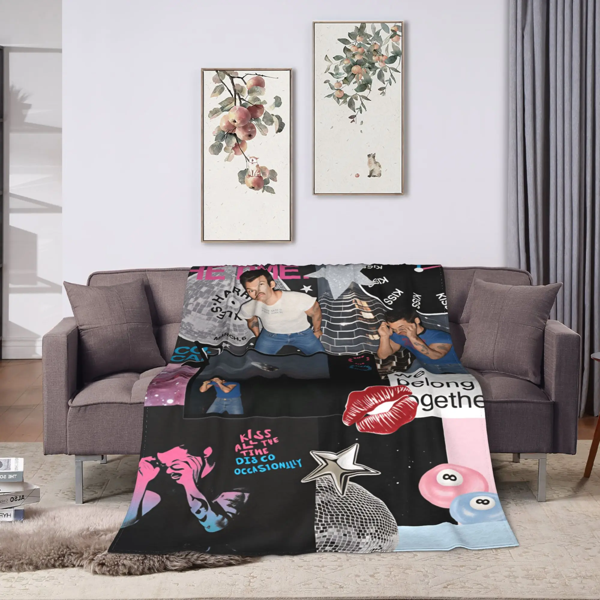 Cozy Throw Blanket Travel Singer H-Harrys S-Styles Kiss Al the Time Blanket  Flannel Bedspread For Living Room Sofa Bed Cover
