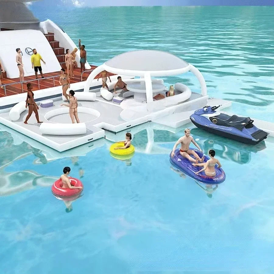 Inflatable Floating Platform Bed Inflatable Water Floating Boat Island Water Park Inflatable Floating Island Lounger