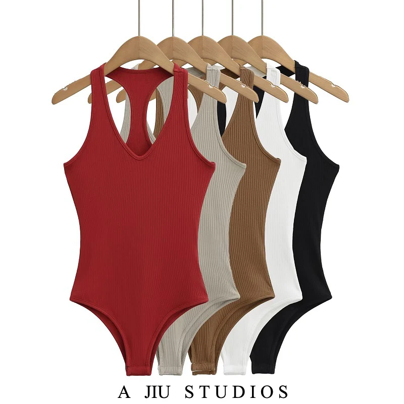 

Street Sle Bodycon Jumpsuit V-Ne Svel High Waist ort Pants Windy Spicy Girl Tight Fit Elastic Base Layer ter Ne