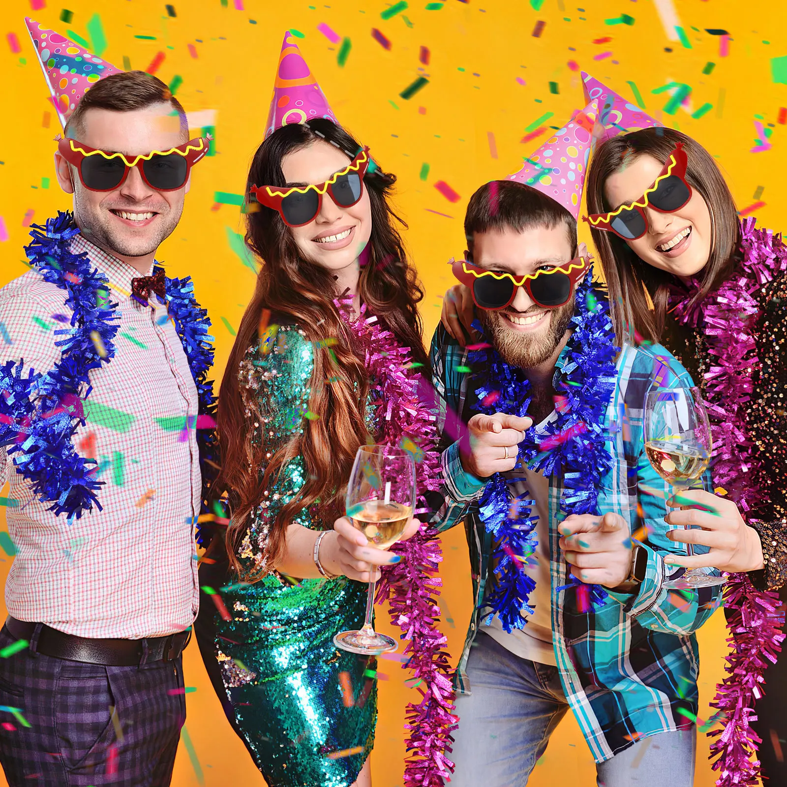 2 szt. Okulary imprezowe w kształcie hot doga, lekkie, z materiału ABS, zabawne okulary na imprezy tematyczne, rekwizyty do zdjęć, akcesoria imprezowe