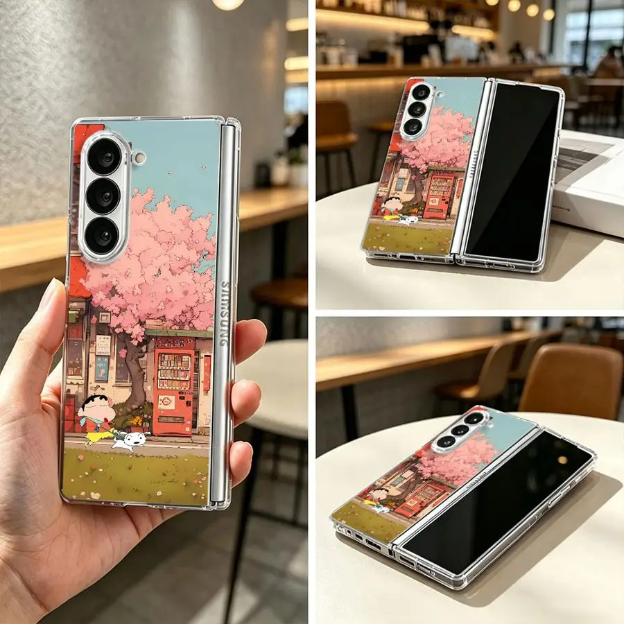 Case for Samsung Galaxy Z Fold 8 Ultra ZFold6 ZFold4 ZFold5 ZFold3 Z Fold 7 6 5 4 3 ZFold7 Back Phone Cover Cute Shin-Chans