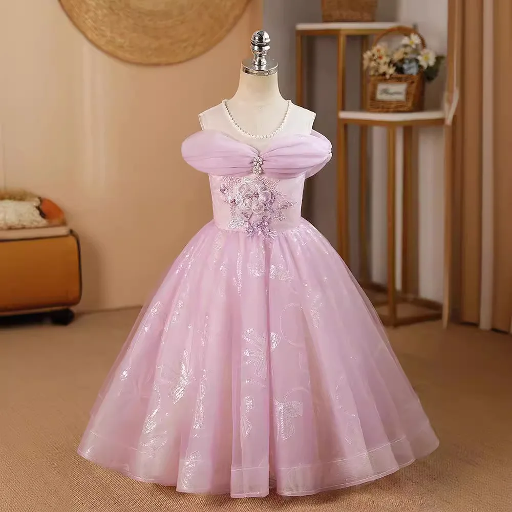 Vestido de noite infantil princesa, Lantejoula Design, Casamento, Aniversário, Batismo, Páscoa, Eid Party, Vestidos de meninas, Elegante, 2024