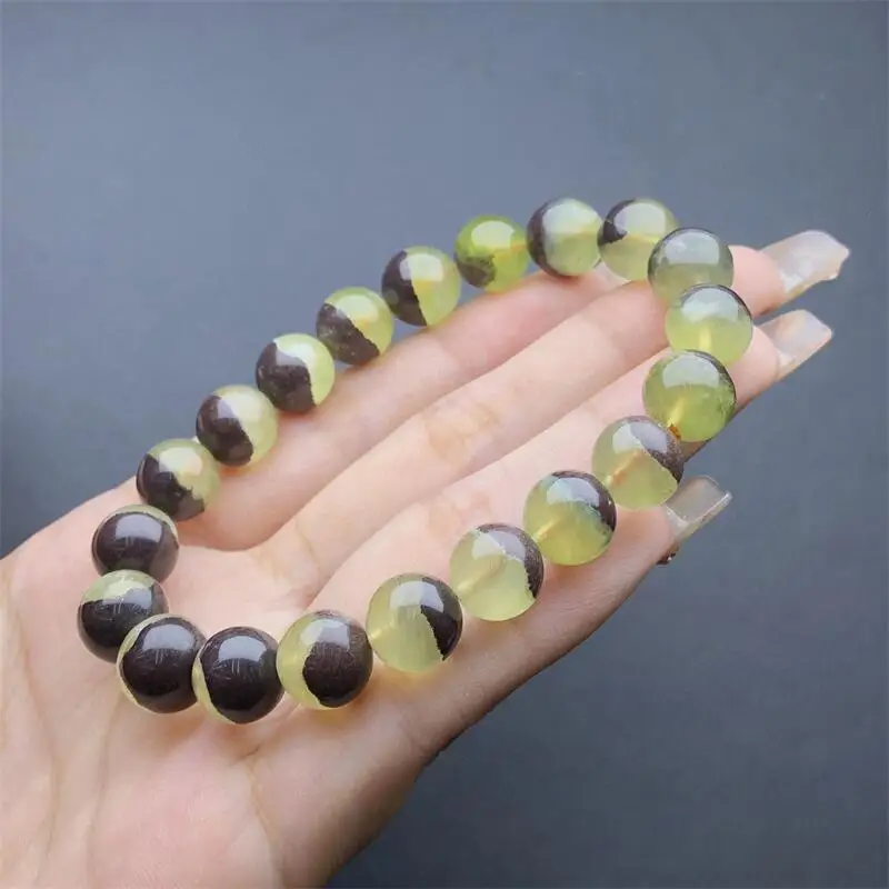 

9MM Natural Prehnite Bracelet Women Elegant Round Green Grape Stone Charm Yoga Strand Bangles Female Jewelry Gift 1PCS