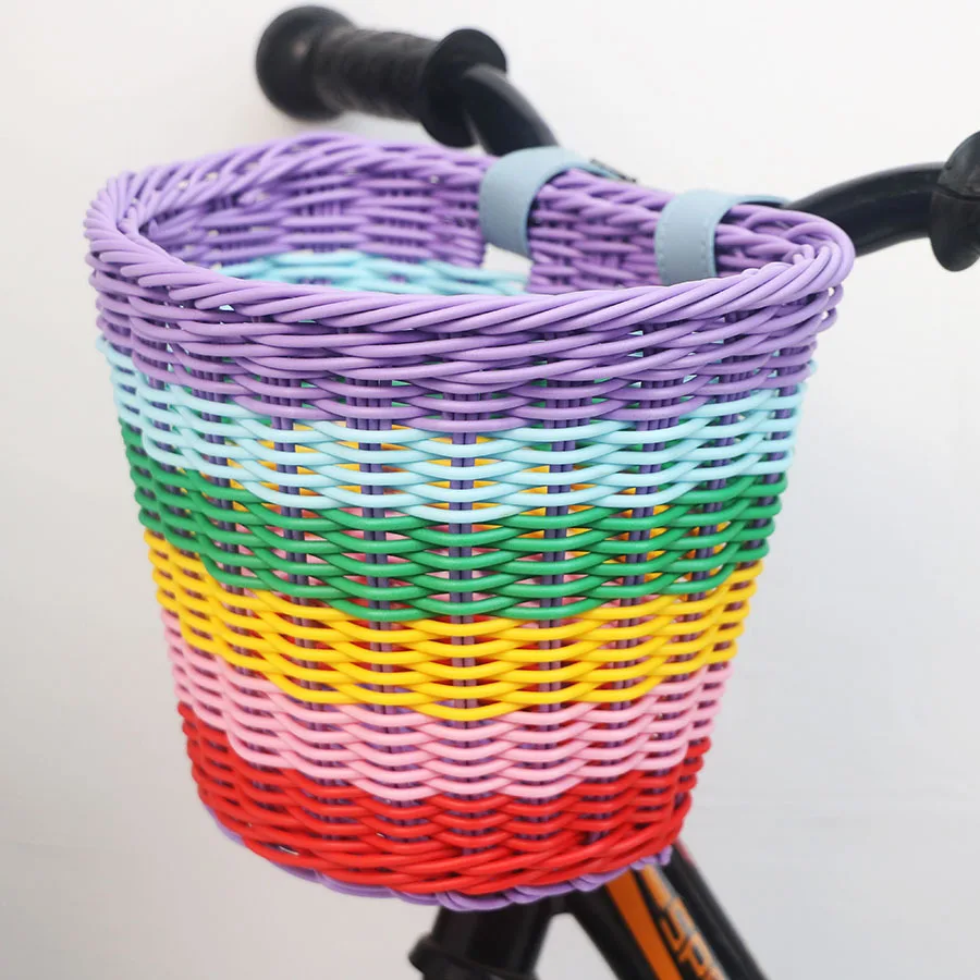 Imitation rattan woven plastic storage basket scooter walker bicycle basket vegetable basket