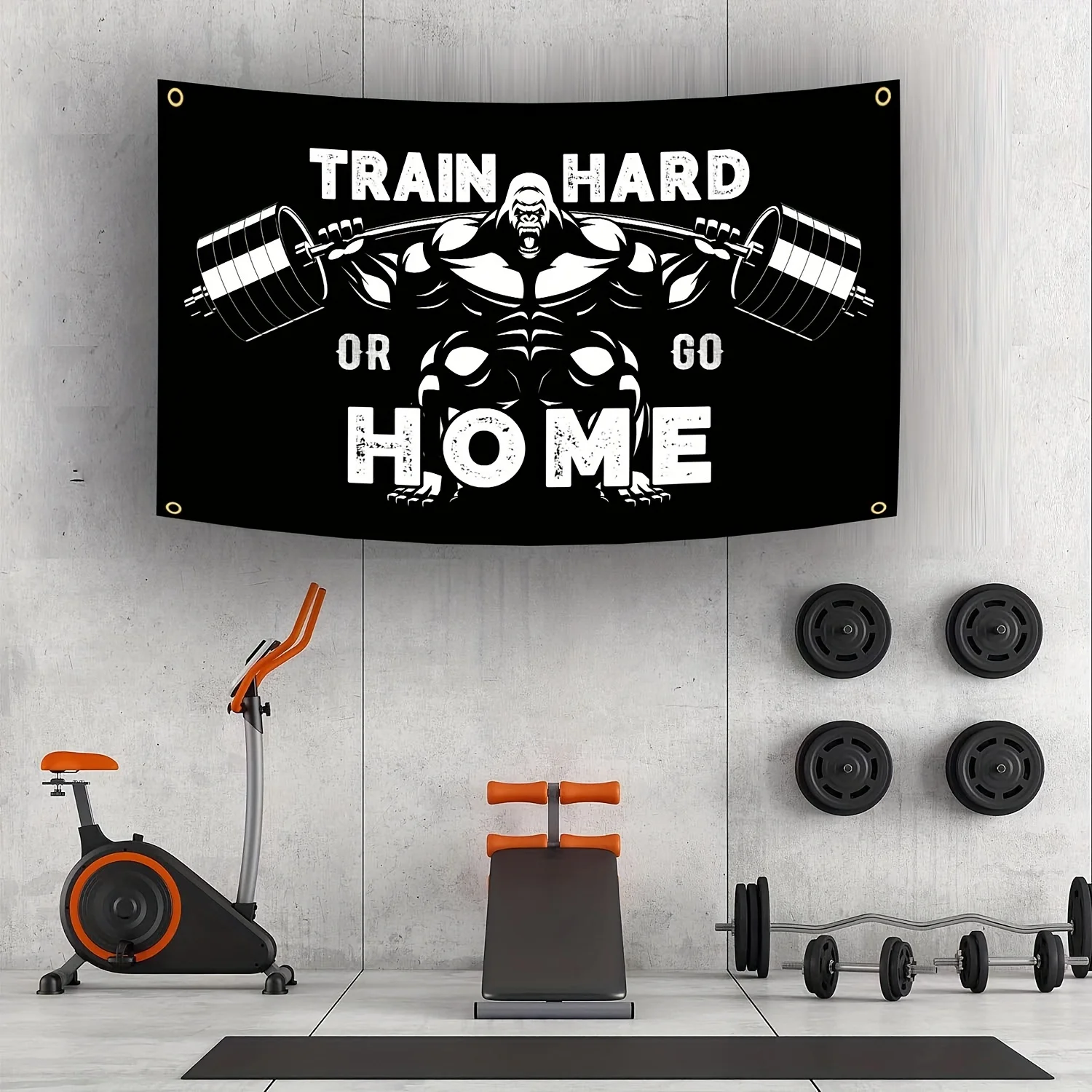 Gym Motivational Banner Flag Decor Sign Workout Training Hard or Go Home Poster Gym Fitness Bodybuilding Wall Hanging 60x90cm